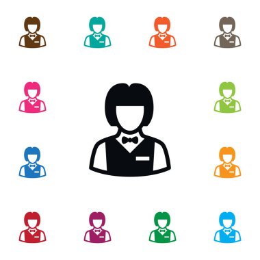 İzole satıcı simgesi. Bankacı vektör öğesi kullanılan satıcı, bankacı, krupiye tasarım konsepti için.