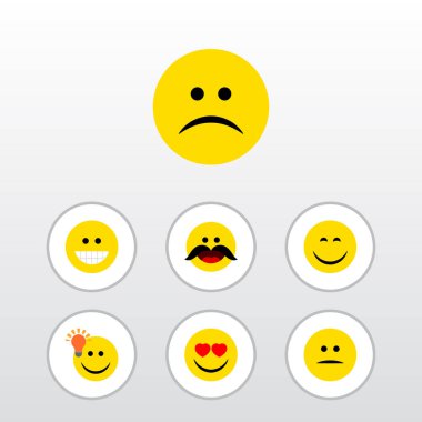 Düz simgesi ifade dizi sırıtış, aşk, neşeli ve diğer vektör nesneleri. Ayrıca sevinç, gözler, memnun öğeleri içerir.