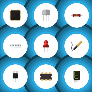 Düz simgesi aygıt kümesi Cpu, alıcı, onarım ve diğer vektör nesneleri. Ayrıca işlemci, hesap makinesi, transistör öğeleri içerir.