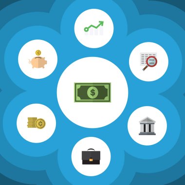 Düz simgesi gelen para, para Kasası, tarama ve diğer vektör nesneleri ayarlayın. Ayrıca evrak, para, ok öğeleri içerir.