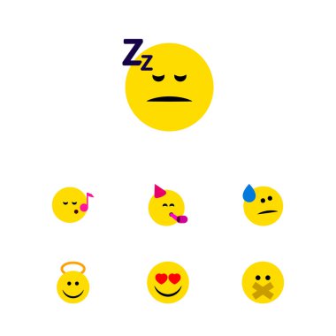 Aşk, sus, parti zamanı ifade ve diğer vektör nesnelerini düz simgesi hareket kümesini. Sus, uyku, neşeli öğeleri de içerir.