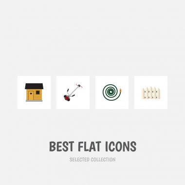 Düz simgesi çiftlik ayarla Hosepipe, çim kesici, ahşap bariyer ve diğer vektör nesneleri. Ayrıca hortum, biçme, Hosepipe öğeler içerir.