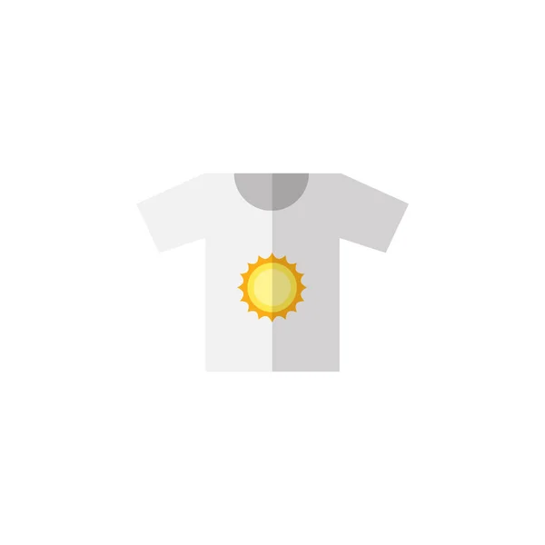 Изолированная икона плоской футболки. Векторный элемент одежды может быть использован для одежды, рубашки, концепции дизайна солнца . — стоковый вектор