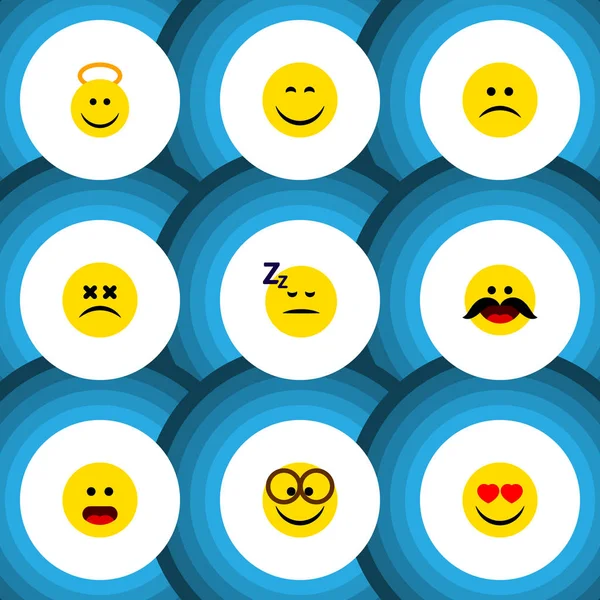 Düz simgesi Emoji dizi aşk, gülümseme, şaşı yüz ve diğer vektör nesneleri. Ayrıca Emoji, sevinç, içerir kalp öğeleri.