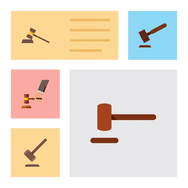 Flat Icon Court Set Of Defense, Justice, Tribunal And Other Vector Objects. Also Includes Court, Hammer, Defense Elements. — Stock Vector