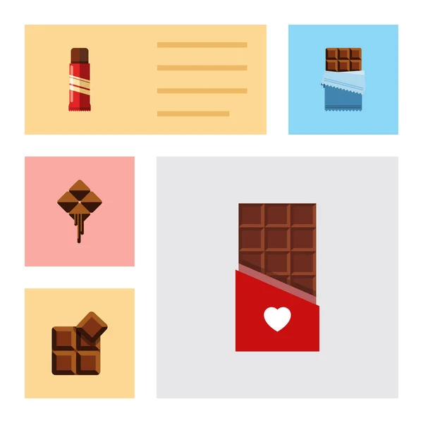 Icône plate Ensemble amer d'objets délicieux, sucrés, chocolatés et autres vecteurs. Comprend également amer, cacao, éléments sucrés . — Image vectorielle