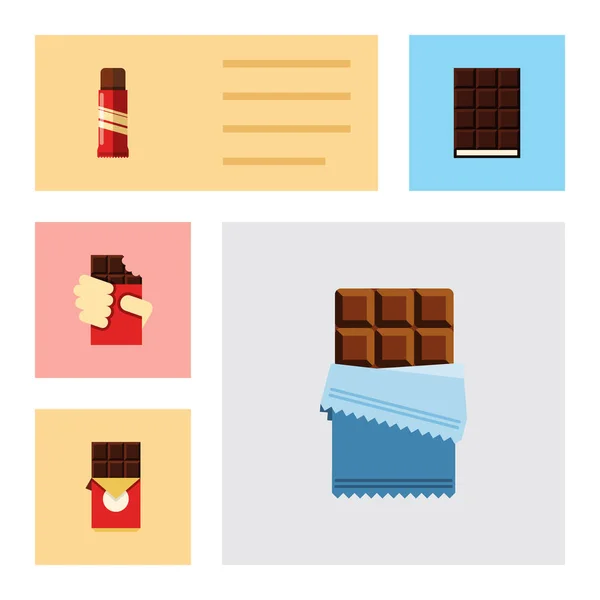 Квартира набір іконок какао солодкого, гіркий, Shaped Box та інші векторні об'єкти. Також включає в себе елементи форми, шоколад, солодкий. — стоковий вектор