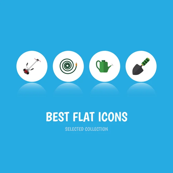 Flat Icon Farm Set de truelle, remorque, coupe-herbe et autres objets vectoriels. Comprend également pelouse, tuyau, éléments de spatule . — Image vectorielle