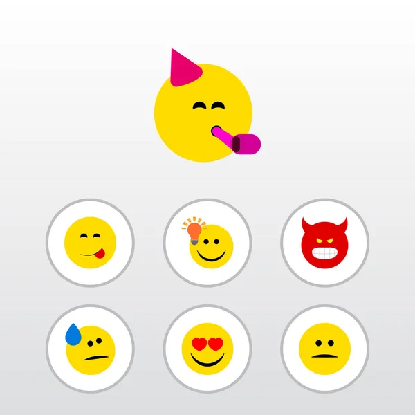 Flat Icon Face Set of Tears, Party Time Emoticon, Tenha uma boa opinião e outros objetos vetoriais. Também inclui Pouting, Emoji, elementos de lágrimas . — Vetor de Stock