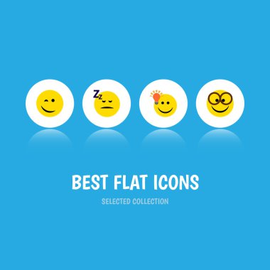 Simge jest kümesi hoş düz, iyi bir fikir, kırpışan ve diğer vektör nesnelerini sahibi. Fikir, uyku, gülümseme öğeleri de içerir.