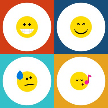 Düz simgesi hareket kümesini Descant, gözyaşları, gülümseme ve diğer vektör nesneleri. Ayrıca yüz, gülümseme, gülmek unsurları içerir.