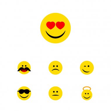 Düz simgesi jest memnun, kırpışan, üzgün ve diğer vektör nesneleri kümesi. Ayrıca içerir sıktı, Angel, öğeleri göz kırpıyor.