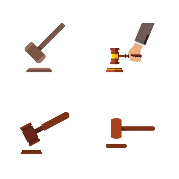 Conjunto de martelo de ícone plano de Tribunal, Justiça, Defesa e outros objetos vetoriais. Também inclui Tribunal, Martelo, Elementos do crime . — Vetor de Stock
