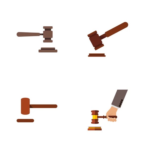 Flat Icon Hammer Set Of Legal, Crime, Justice And Other Vector Objects. Also Includes Tribunal, Law, Hammer Elements. — Stock Vector