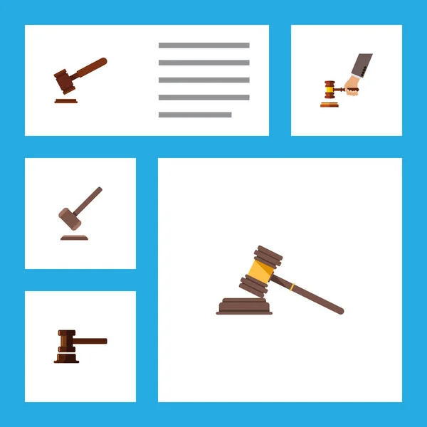 Flat Icon Hammer Set Of Tribunal, Crime, Government Building And Other Vector Objects. Also Includes Crime, Court, Courthouse Elements. — Stock Vector