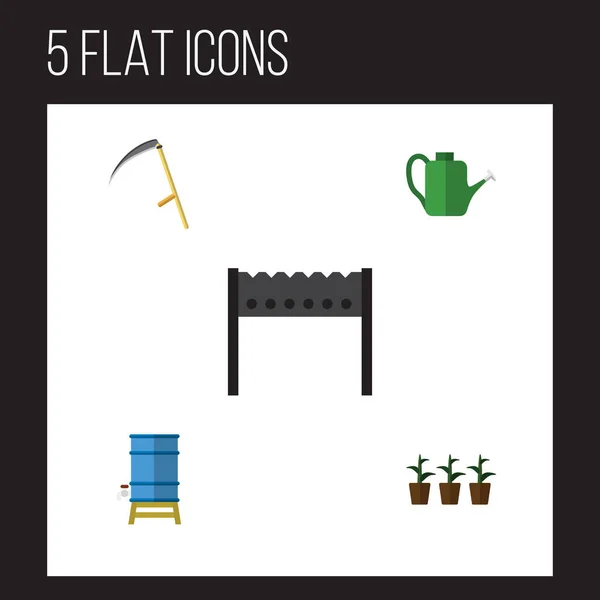 Conjunto de contêiner, cortador, Bailer e outros objetos vetoriais Flat Icon Farm. Também inclui tanque, pode Bailer, elementos de contêiner . —  Vetores de Stock