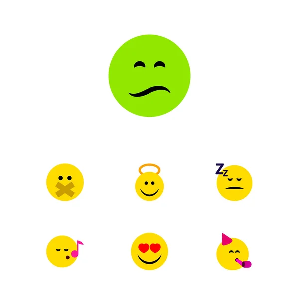 ชุดไอคอนแบน Emoji ของงานปาร์ตี้เวลา Emoticon, นางฟ้า, ความรักและวัตถุเวกเตอร์อื่น ๆ รวมทั้งเงียบ, หัวใจ, องค์ประกอบของเทวทูต . — ภาพเวกเตอร์สต็อก