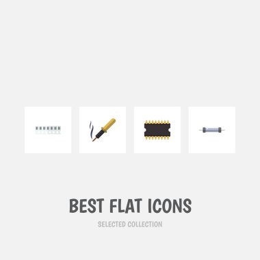 Düz simgesi cihaz kümesi mikroişlemci, tamir, bellek ve diğer vektör nesneleri. Ayrıca birim, rasgele, direnç öğeleri içerir.