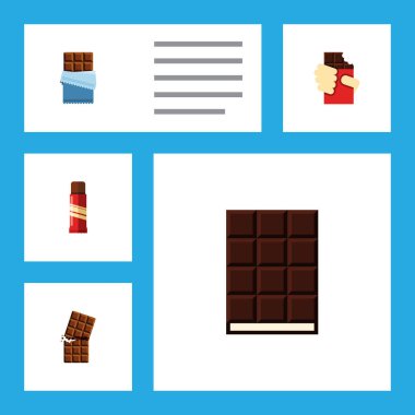 Düz simgesi tatlı tatlı, tatlı, sarmalayıcı ve diğer vektör nesneleri kümesi. Ayrıca tatlı, acı, içerir konfeksiyon öğeleri.