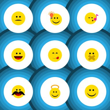 Düz simgesi ifade kümesi neşeli, sevinç, sus ve diğer vektör nesneleri. Ayrıca içerir sıktı, yüz, ruh öğeleri.