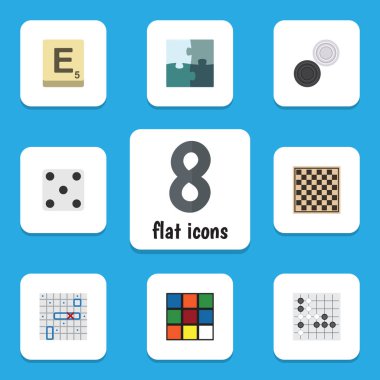 Düz simgesi Entertainment kare, Mahjong, küp ve diğer vektör nesneleri kümesi. Ayrıca tablo, zar, Jigsaw öğeleri içerir.