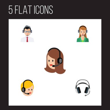 Düz simgesi hattı kümesi yardım, Sekreter, çağrı merkezi ve diğer vektör nesneleri. Ayrıca hattı, yardım, Merkezi unsurları içerir.