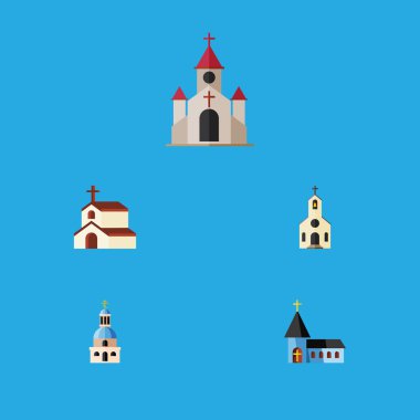 Düz simgesi bina bina, Christian, din ve diğer vektör nesneleri kümesi. Ayrıca yapısı, din, Katolik öğeleri içerir.