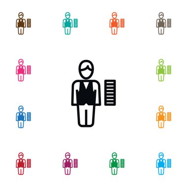 İzole Broker simgesi. Personel vektör öğesi kullanılan personel, Broker, krupiye tasarım konsepti için.