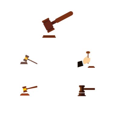 Düz simgesi çekiç kümesi adalet, hukuk, Hükümet Binası ve diğer vektör nesneleri. Ayrıca mahkeme, adalet, suç unsurları içerir.