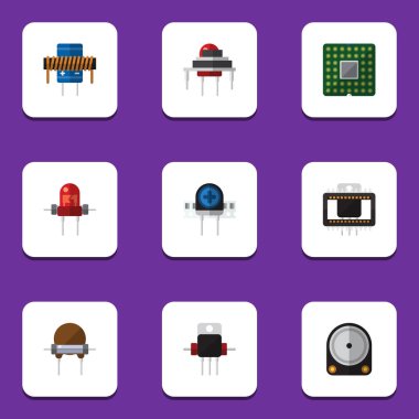 Düz simgesi aygıt kümesi hedef, direnç, bobin ve diğer vektör nesneleri. Ayrıca ana, alıcı, sabit öğeler içerir.