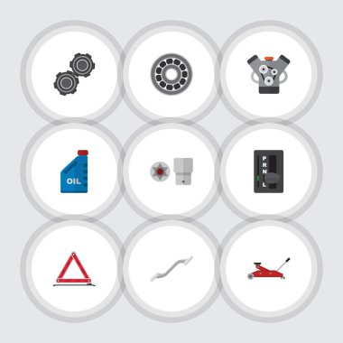 Düz simgesi hizmet Coupler, uyarı, Petrol ve diğer vektör nesneleri kümesi. Ayrıca Coupler, kemer, Turnscrew öğeleri içerir.