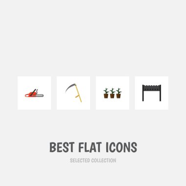 Düz kutsal kişilerin resmi Bahçe kesici, Barbekü, demir testeresi ve diğer vektör nesneleri kümesi. Ayrıca Barbekü, botanik, testere unsurları içerir.