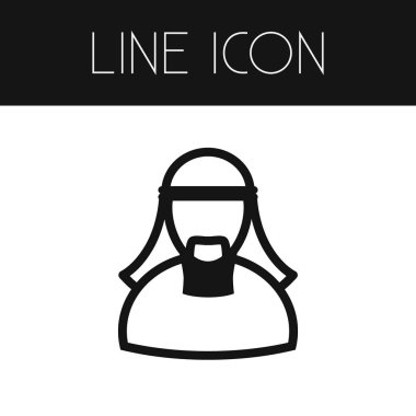 Müslüman anahat izole. Kişi vektör öğesi kullanılan Müslüman, kişi, Müslümanlık tasarım konsepti için.