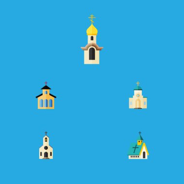 Dini düz simge yapı kümesi, Katolik, Mimarlık ve diğer vektör nesneleri. Ayrıca dini, geleneksel, yapı elemanları içerir.