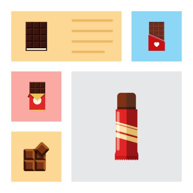 Düz simgesi kakao kümesi kakao, tatlı, çikolata Bar ve diğer vektör nesneleri. Ayrıca öğeleri şeklinde Delicious, kutusu, içerir.