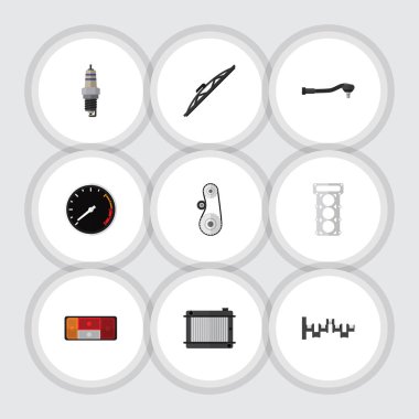 Cambelt, teknoloji, çelikler milleri ve diğer vektör nesnelerini düz simgesi bileşen seti. Ayrıca conta, küresel, Cambelt öğeler içerir.