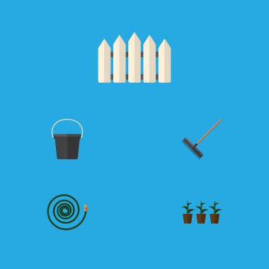 Düz simgesi kulübemde Hosepipe, Harrow, ahşap bariyer ve diğer vektör nesneleri kümesi. Ayrıca komisyon, çit, bariyer öğeleri içerir.