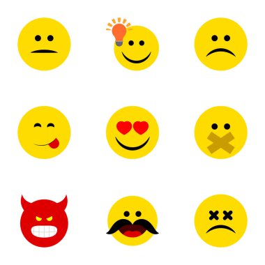 Düz simgesi ifade kümesi surat asmayı, sus ve diğer vektör nesneleri iyi bir fikrin vardır. Ayrıca öfkeli, içerir yemek, lezzetli elemanları.