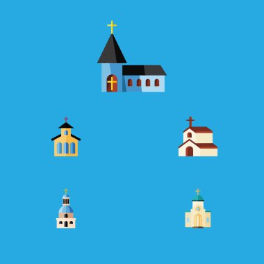Düz simge Christian seti Katolik, Christian, din ve diğer vektör nesneleri. Ayrıca kilise, yapı, yapı elemanları içerir.