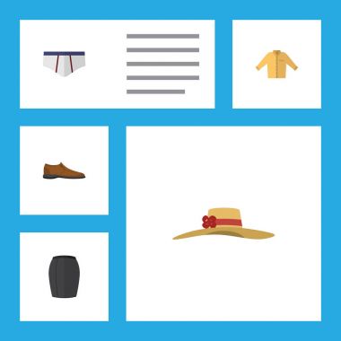 Düz simgesi elbise erkek Footware, şık giyim, Banyan ve diğer vektör nesnelerini ayarlayın. Ayrıca etek, giyim, şapka öğeleri içerir.