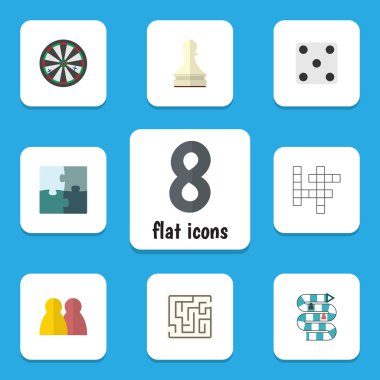 Düz simge oyun Labyrinth, ok, insanlar ve diğer vektör nesnelerini ayarlayın. Ayrıca kumar, oyun, oyun elemanları içerir.