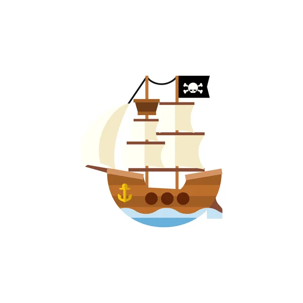 İzole korsan düz simgesi. Gemi vektör öğesi kullanılan gemi, gemi, korsan tasarım konsepti için.