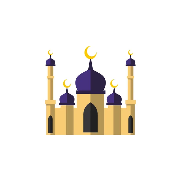 免震建物フラット アイコン。モスク、建物、構造設計コンセプトのモスク ベクトル要素を使用できます。. — ストックベクタ