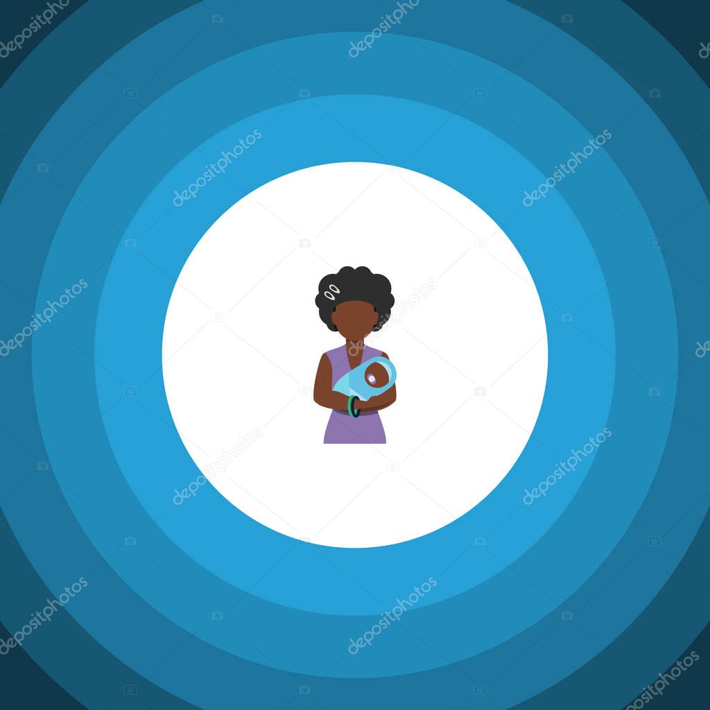 Isolated Baby Flat Icon. Mam Vector Element Can Be Used For Mam, Baby, Mother Design Concept.