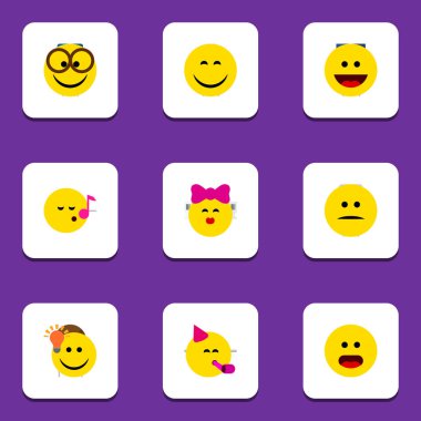 Düz simgesi jest parti zamanı ifade, hoş, merak ve diğer vektör nesneleri kümesi. Ayrıca gözlük, ruh hali, hafif unsurları içerir.