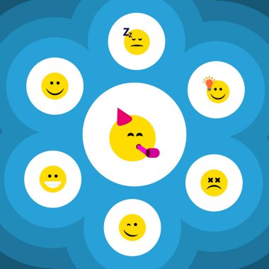 Şaşı yüz, uykuda, düz simgesi ifade dizi var iyi bir görüş ve diğer vektör nesneleri. Fikir, uyku, uykuda öğeleri de içerir.