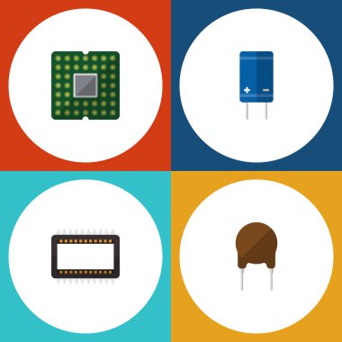 Düz simgesi aygıt kümesi anabilgisayar, birim, triyot ve diğer vektör nesneleri. Ayrıca orta, ana bilgisayar, birim unsurları içerir.