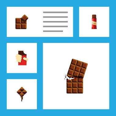 Kakao, tatlı, lezzetli ve diğer vektör nesnelerini düz simgesi acı kümesi. Aynı zamanda lezzetli, şekilli, tatlı öğeleri içerir.