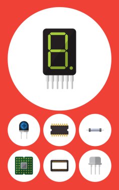 Mikroişlemci, Resist, dönüştürücü ve diğer vektör nesnelerini düz simge cihaz seti. Ayrıca dönüştürücü, Resist, ana unsurları içerir.