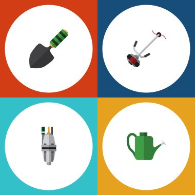 Düz kutsal kişilerin resmi Bahçe ayarla mala, çim-kesici, Bauer ve diğer vektör nesneleri. Ayrıca içerir biçme makinesi, Bauer, pompa elemanları olabilir.